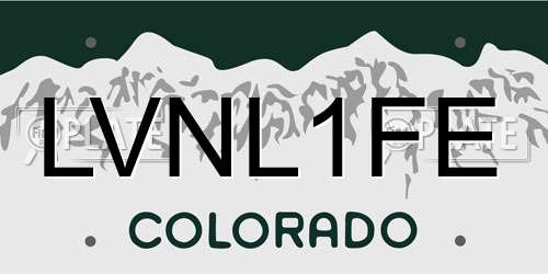 LVNL1FE Colorado License Plate