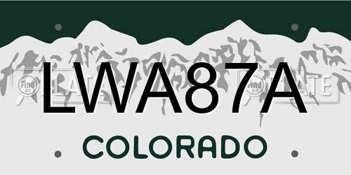LWA87A Colorado License Plate