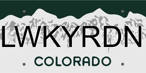 LWKYRDN Colorado License Plate