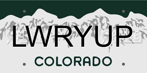 LWRYUP Colorado License Plate