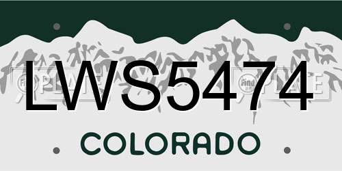 LWS5474 Colorado License Plate
