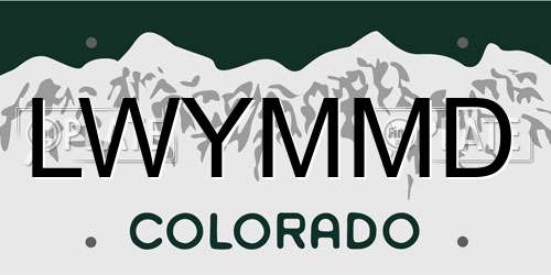 LWYMMD Colorado License Plate
