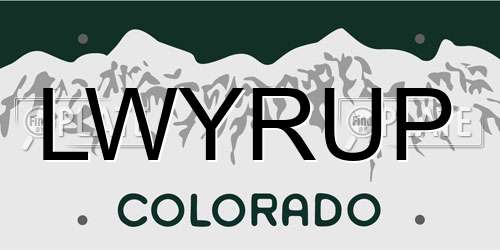 LWYRUP Colorado License Plate
