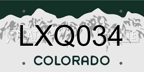 LXQ034 Colorado License Plate