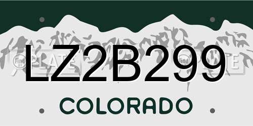 LZ2B299 Colorado License Plate