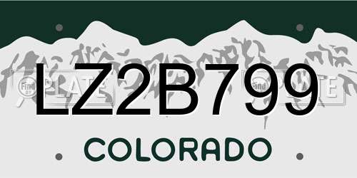 LZ2B799 Colorado License Plate
