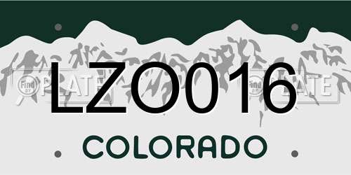 LZO016 Colorado License Plate