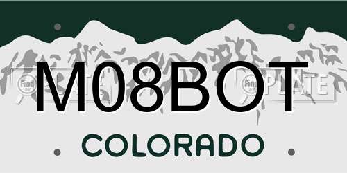 M08BOT Colorado License Plate