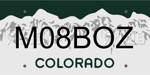 M08BOZ Colorado License Plate