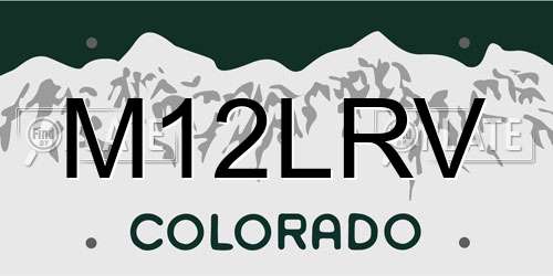 M12LRV Colorado License Plate