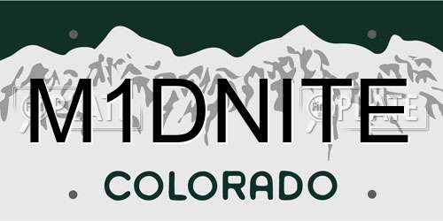 M1DNITE Colorado License Plate