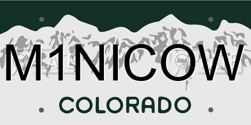 M1NICOW Colorado License Plate