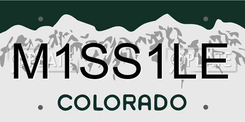 M1SS1LE Colorado License Plate