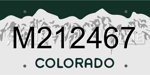 M212467 Colorado License Plate