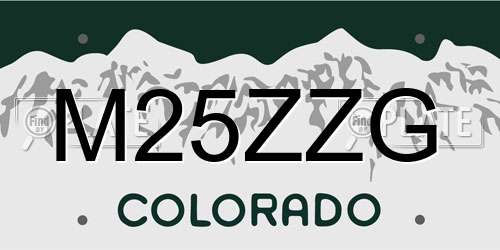 M25ZZG Colorado License Plate
