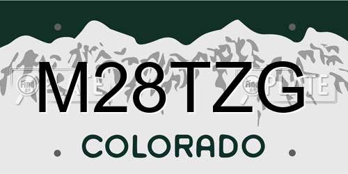 M28TZG Colorado License Plate