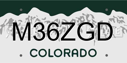 M36ZGD Colorado License Plate