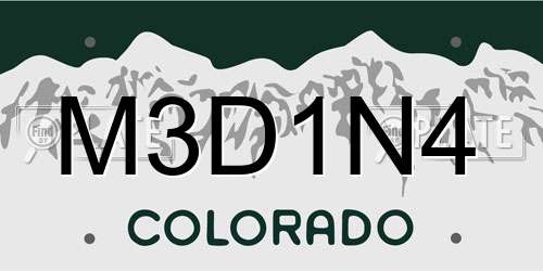 M3D1N4 Colorado License Plate