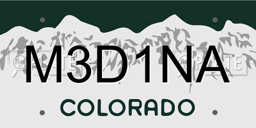 M3D1NA Colorado License Plate