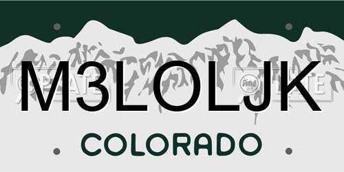 M3LOLJK Colorado License Plate