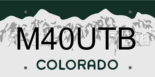 M40UTB Colorado License Plate