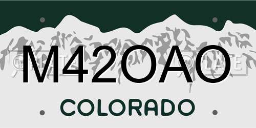 M42OAO Colorado License Plate