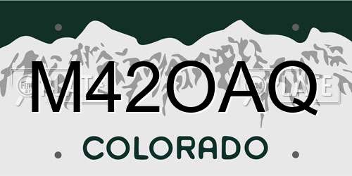 M42OAQ Colorado License Plate