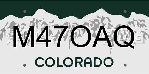 M47OAQ Colorado License Plate