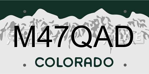 M47QAD Colorado License Plate
