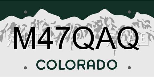 M47QAQ Colorado License Plate