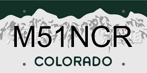 M51NCR Colorado License Plate