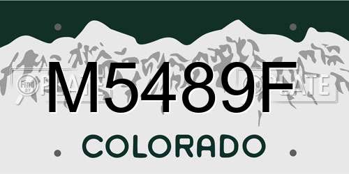 M5489F Colorado License Plate