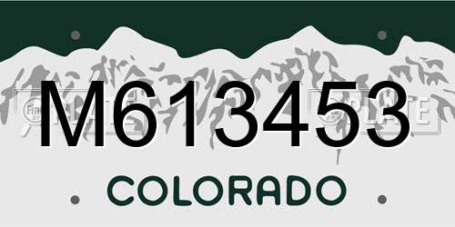 M613453 Colorado License Plate