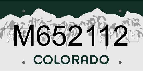 M652112 Colorado License Plate