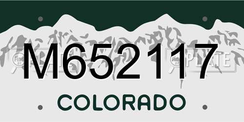 M652117 Colorado License Plate