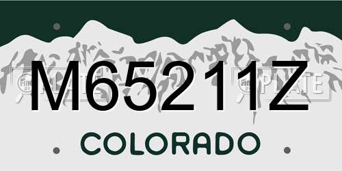 M65211Z Colorado License Plate