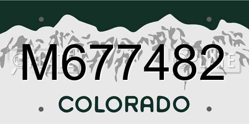 M677482 Colorado License Plate