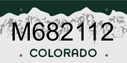M682112 Colorado License Plate