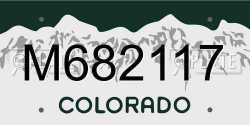 M682117 Colorado License Plate