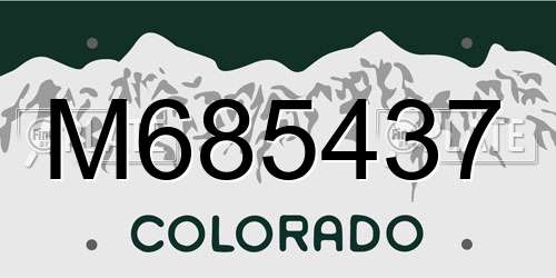 M685437 Colorado License Plate