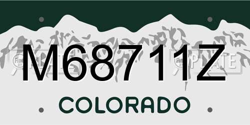 M68711Z Colorado License Plate
