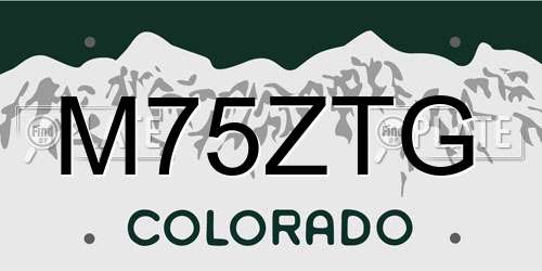 M75ZTG Colorado License Plate