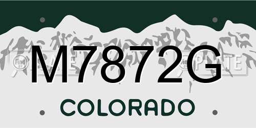 M7872G Colorado License Plate