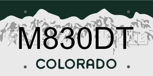 M830DT Colorado License Plate