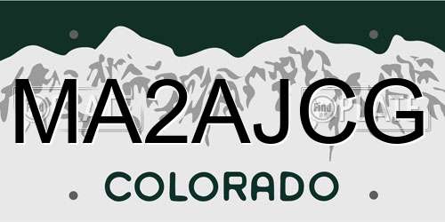 MA2AJCG Colorado License Plate