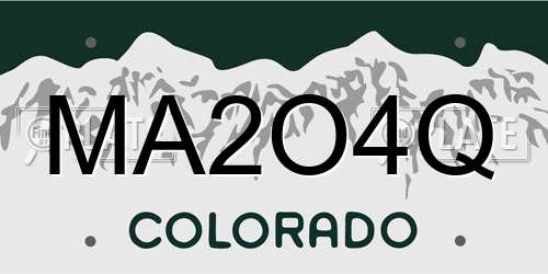 MA2O4Q Colorado License Plate