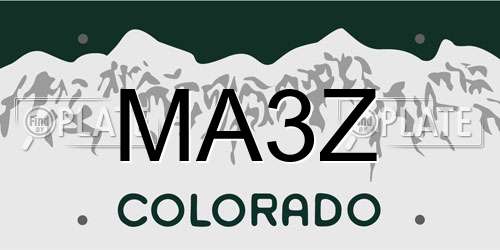 MA3Z Colorado License Plate