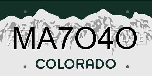 MA7O4O Colorado License Plate