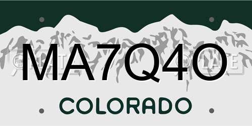 MA7Q4O Colorado License Plate