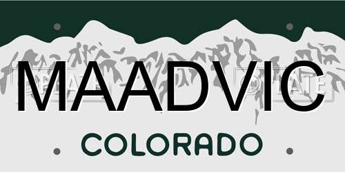 MAADVIC Colorado License Plate